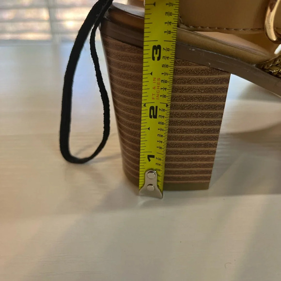 JustFab Women Ishla Blocked Heeled Sandals size 11 gently used color natural - Picture 14 of 15